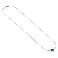 18 krt Witgouden Collier Saffier/Briljant