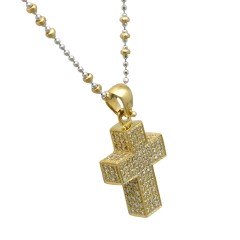 18 krt Collier met Diamanten Kruis.