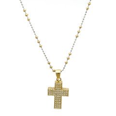 18 krt Collier met Diamanten Kruis.