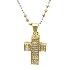 18 krt Collier met Diamanten Kruis.