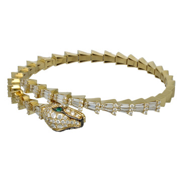 Serpenti Diamanten-Smaragd Armband. 2.85 Ct