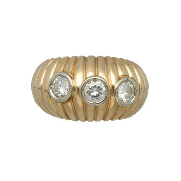 Massief Gouden Ring met 3 Briljanten ca. 1.20 Ct