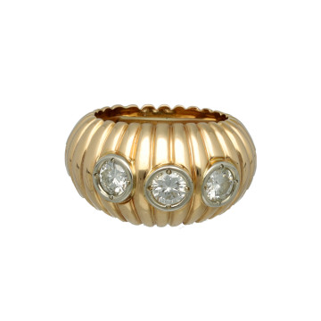Massief Gouden Ring met 3 Briljanten ca. 1.20 Ct