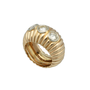 Massief Gouden Ring met 3 Briljanten ca. 1.20 Ct