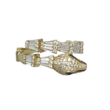14 Krt Serpenti Ring met Diamant en Smaragd.