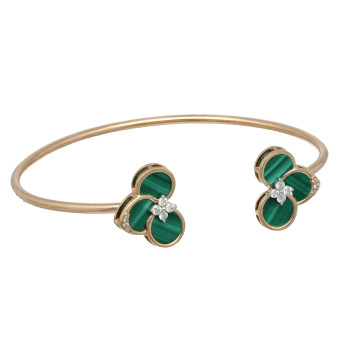 Rosé Gouden Armband met Malachiet en Diamant.