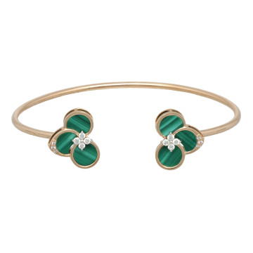 Rosé Gouden Armband met Malachiet en Diamant.