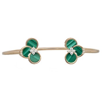 Rosé Gouden Armband met Malachiet en Diamant.