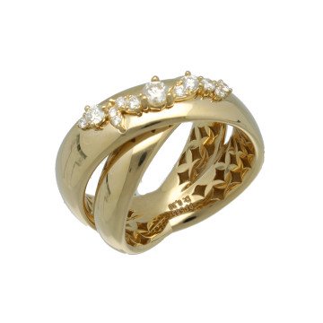 14 Krt Gouden Slagring met Briljant 0.39 Ct