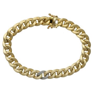 14 Krt Gouden Gourmet Armband met Briljant.