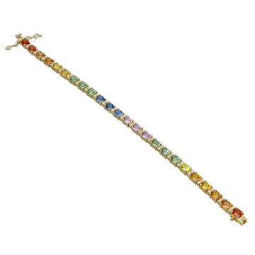 14Krt gouden Armband 'Rainbow' saffieren en Briljant