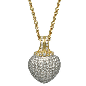 18 Krt Goud Platina hart met Briljant 2.5Ct. excl. collier