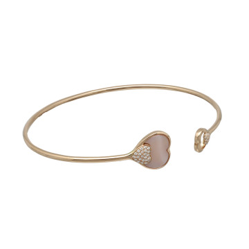 Rosé Gouden Hart Bangle met Diamant/Parelmoer.