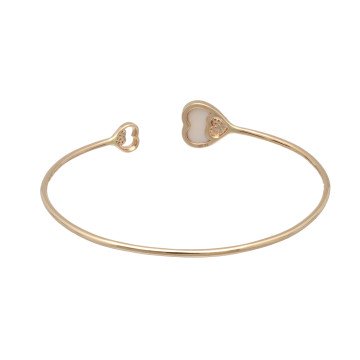 Rosé Gouden Hart Bangle met Diamant/Parelmoer.