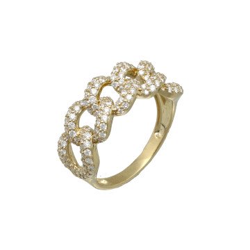 14 Krt Gouden Schakel Diamant Ring 0.94 Ct