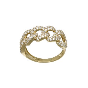 14 Krt Gouden Schakel Diamant Ring 0.94 Ct