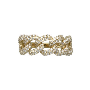 14 Krt Gouden Schakel Diamant Ring 0.94 Ct
