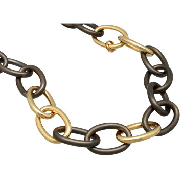 18Krt rosegoud en bronze collier 'IsabelleFa' 0.14Ct Diamant