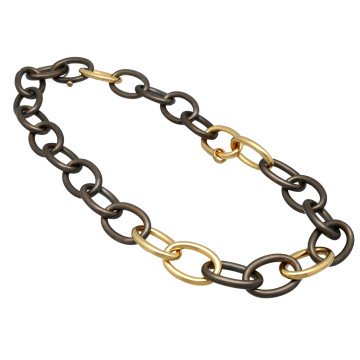 18Krt rosegoud en bronze collier 'IsabelleFa' 0.14Ct Diamant