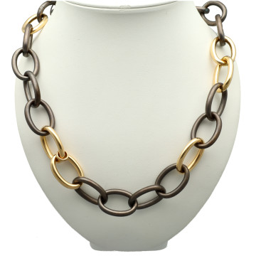 18Krt rosegoud en bronze collier 'IsabelleFa' 0.14Ct Diamant