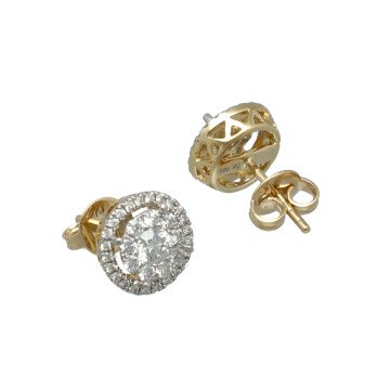 14 Krt gouden Diamant oorknoppen 0.94Ct.