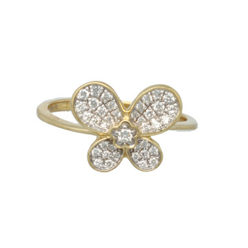 14Krt gouden ring Butterfly gezet met Briljant 0.28Ct.