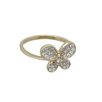 14Krt gouden ring Butterfly gezet met Briljant 0.28Ct.