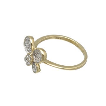 14Krt gouden ring Butterfly gezet met Briljant 0.28Ct.