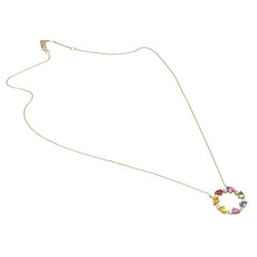 14Krt goud 'Rainbow' collier Briljant en Saffieren 