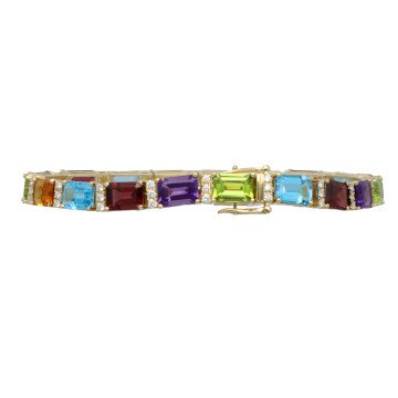Gouden Rainbow Armband met Diamant en Edelstenen.