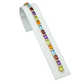 Gouden Rainbow Armband met Diamant en Edelstenen.