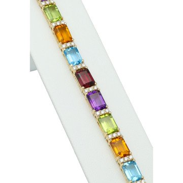 Gouden Rainbow Armband met Diamant en Edelstenen.