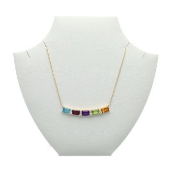 14 Krt Rainbow Collier met Diamant en Edelstenen.