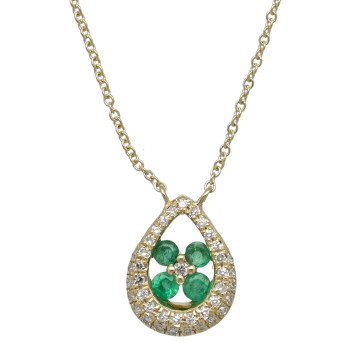 Gouden ketting met Smaragd/Diamant hanger