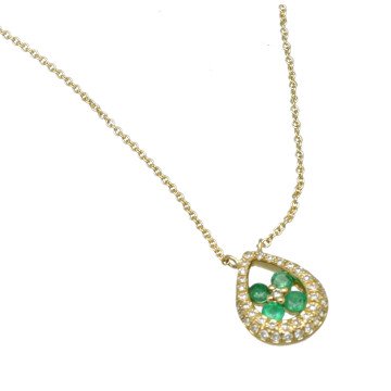 Gouden ketting met Smaragd/Diamant hanger
