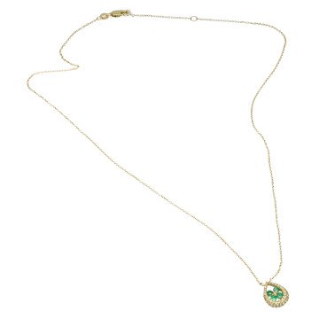 Gouden ketting met Smaragd/Diamant hanger
