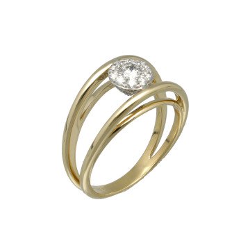 Geelgouden Fantasie ring met Briljant 0.60 Ct ( gereserveerd)