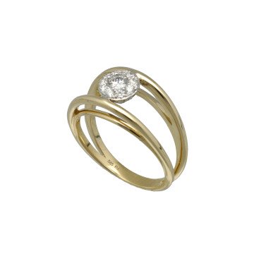 Geelgouden Fantasie ring met Briljant 0.60 Ct ( gereserveerd)