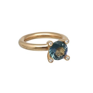 18 Krt. BRON phlox ring london blue topaas-diamant
