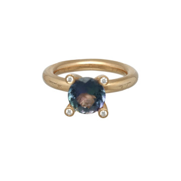 18 Krt. BRON phlox ring london blue topaas-diamant