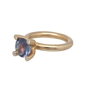 18 Krt. BRON phlox ring london blue topaas-diamant