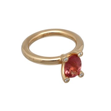 18 Krt. BRON phlox ring roze zirkoon-diamant