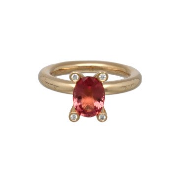 18 Krt. BRON phlox ring roze zirkoon-diamant