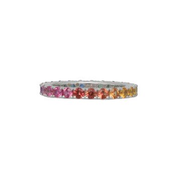 Witgouden Rainbow ring met gekleurde saffieren