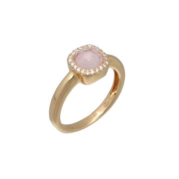 Rosé Gouden Tirisi Ring Diamant-Rozenkwarts.