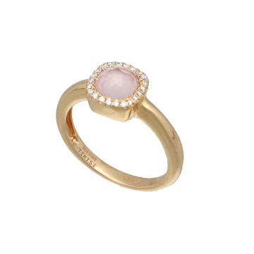 Rosé Gouden Tirisi Ring Diamant-Rozenkwarts.
