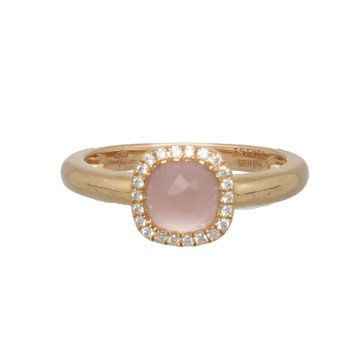 Rosé Gouden Tirisi Ring Diamant-Rozenkwarts.