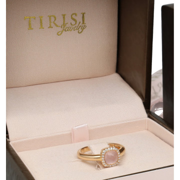 Rosé Gouden Tirisi Ring Diamant-Rozenkwarts.