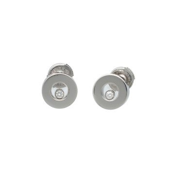 Witgouden Chopard Oorbellen Happy Diamonds