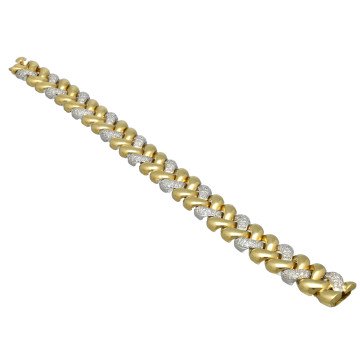 Geelgouden vintage gourmet armband met Diamant